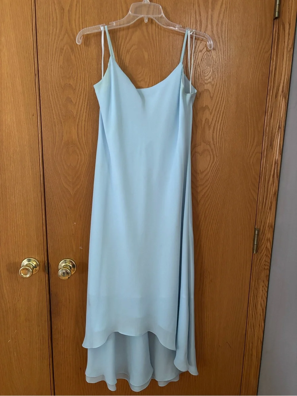 Adrianna Papell Pale Blue Layered High-Low Slip Dress